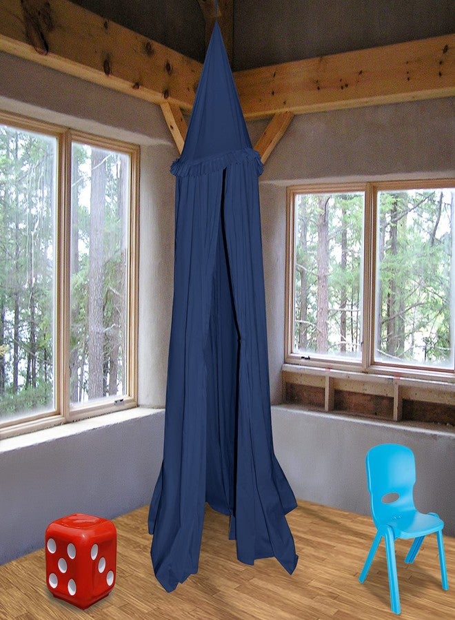 Next Day Art Hanging Canopy Play Tent Without Mat for Kids and Adults Portable Foldable Pom Pom Hanging Mosquito for Girl and Boy Tent House Indoor and Outdoor- Dark Blue - Image 2